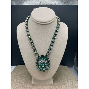 New Natasha Necklace Emerald Green with large Rhinestones Statement Piece